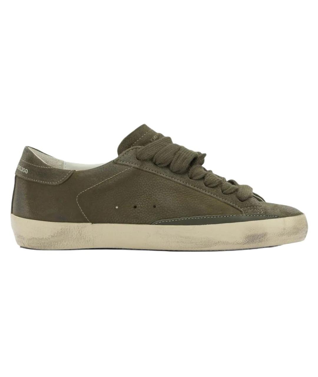 GOLDEN GOOSE Зеленые кожаные низкие кроссовки / кеды, фото 2