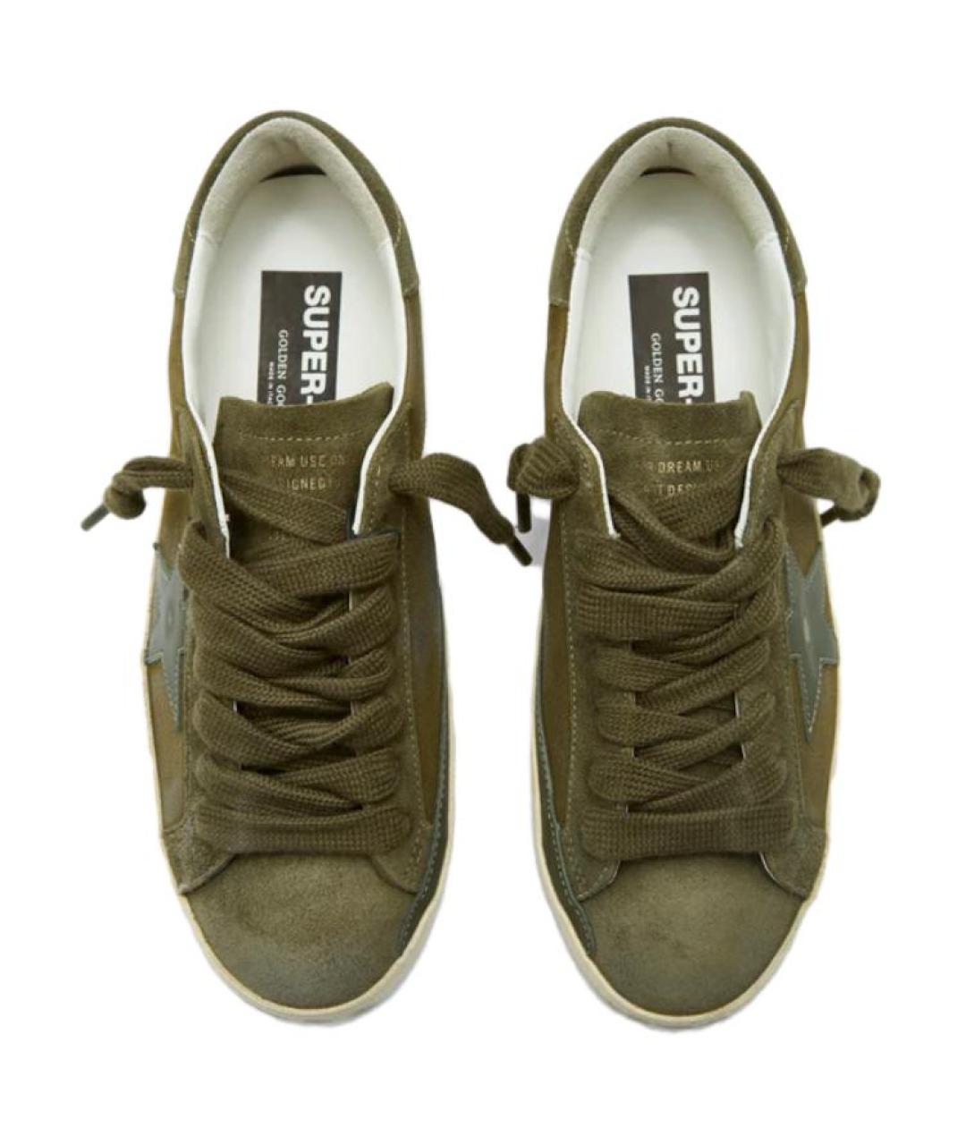 GOLDEN GOOSE Зеленые кожаные низкие кроссовки / кеды, фото 5