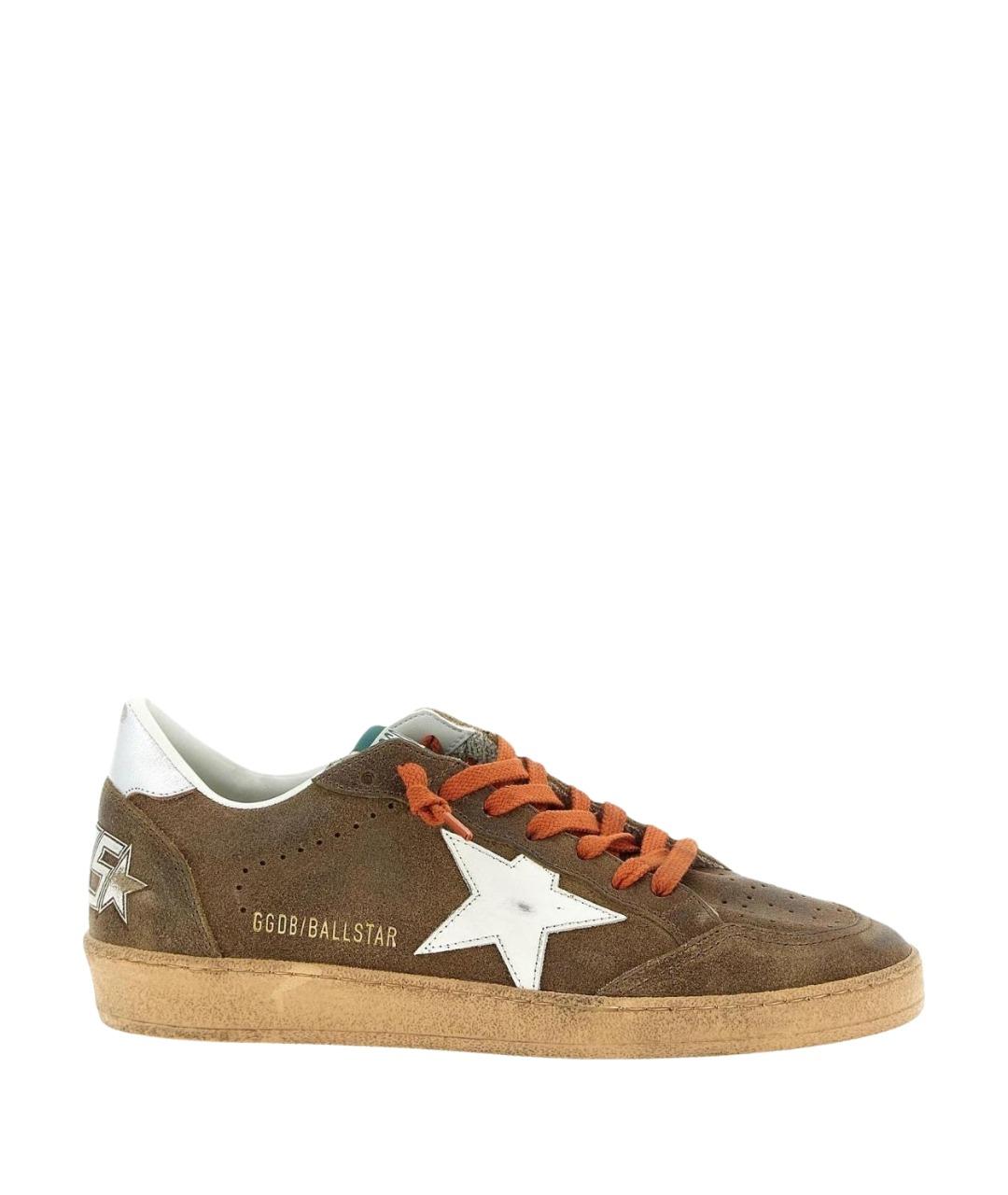 GOLDEN GOOSE Коричневые замшевые низкие кроссовки / кеды, фото 1