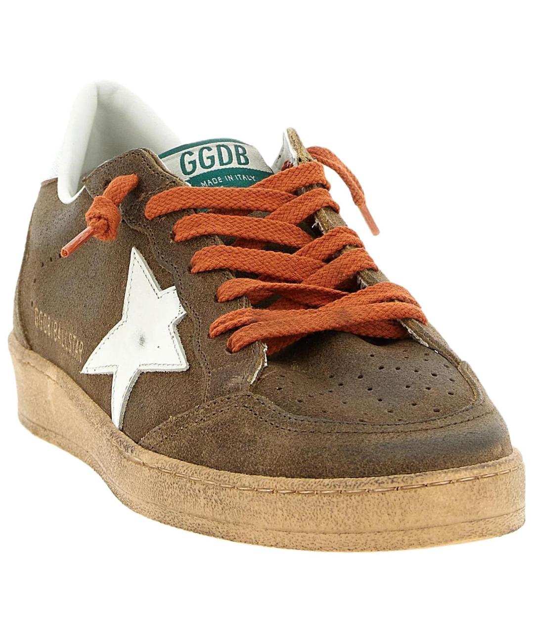 GOLDEN GOOSE Коричневые замшевые низкие кроссовки / кеды, фото 3