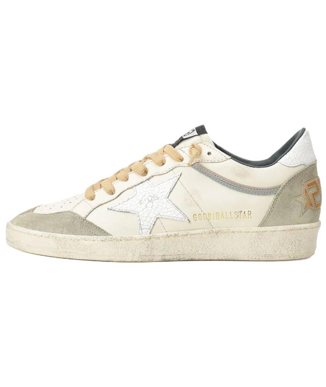 GOLDEN GOOSE Бежевые кожаные низкие кроссовки / кеды, фото 5