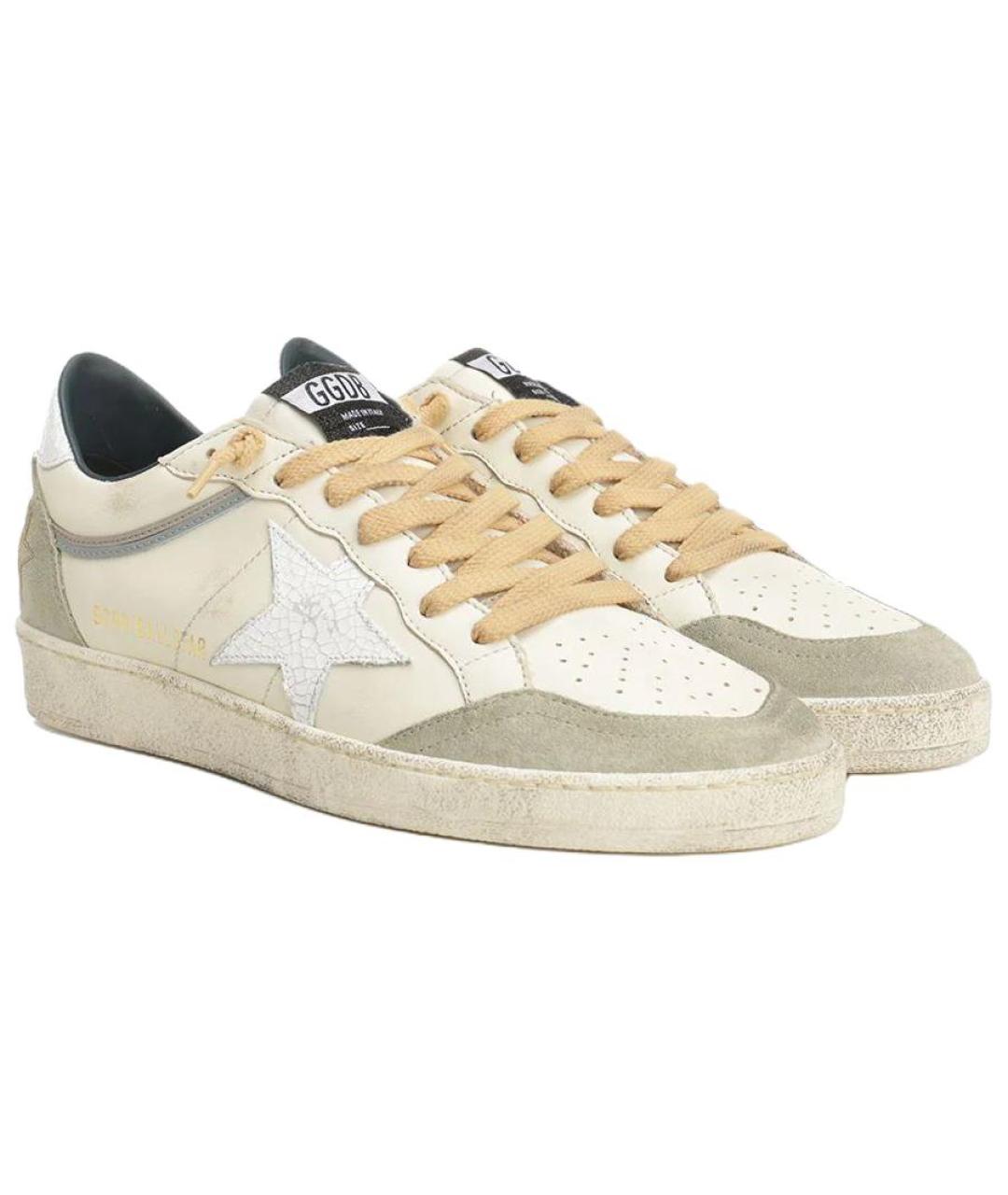 GOLDEN GOOSE Бежевые кожаные низкие кроссовки / кеды, фото 2