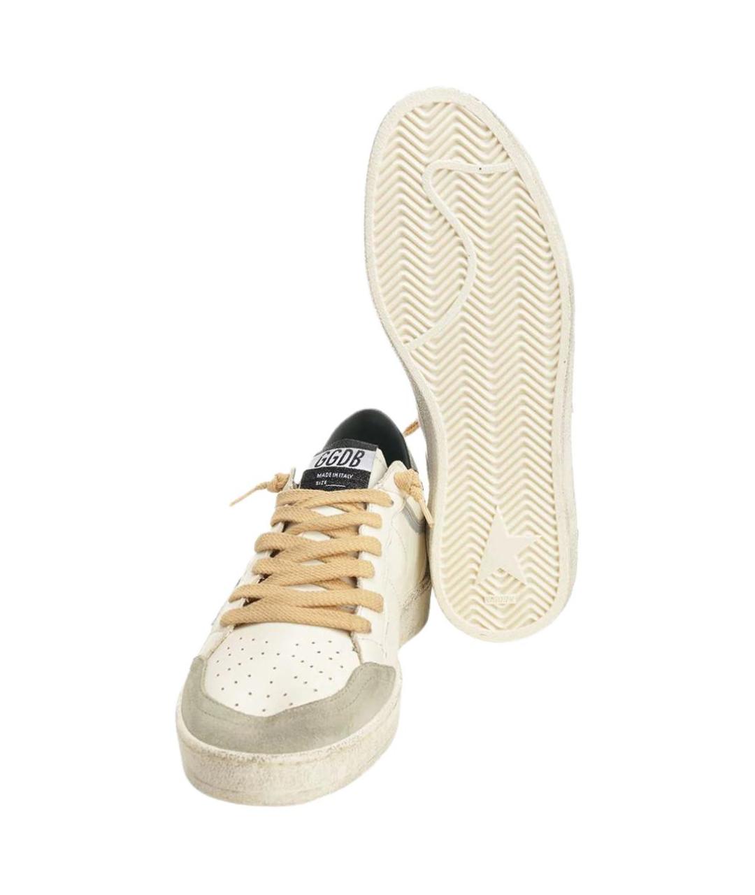 GOLDEN GOOSE Бежевые кожаные низкие кроссовки / кеды, фото 4
