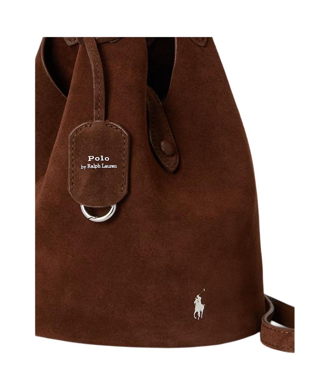 POLO RALPH LAUREN Коричневая замшевая сумка через плечо, фото 5