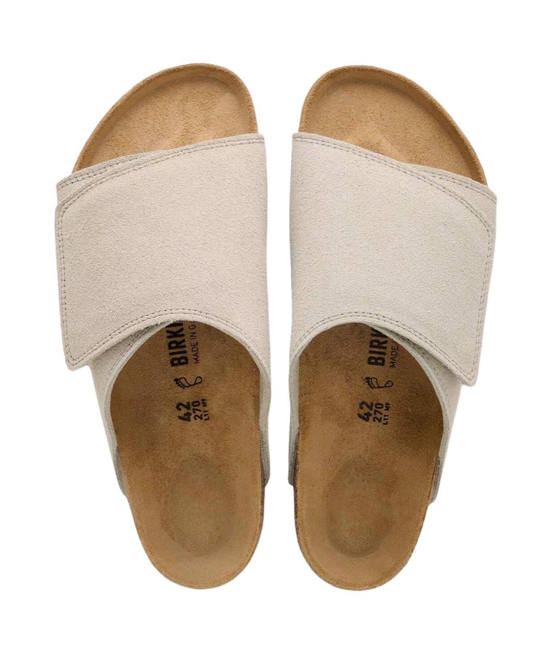BIRKENSTOCK Бежевые замшевые шлепанцы, фото 4