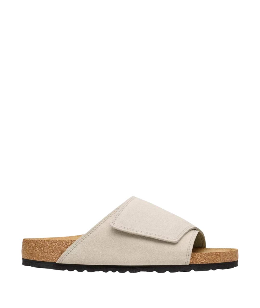 BIRKENSTOCK Бежевые замшевые шлепанцы, фото 1