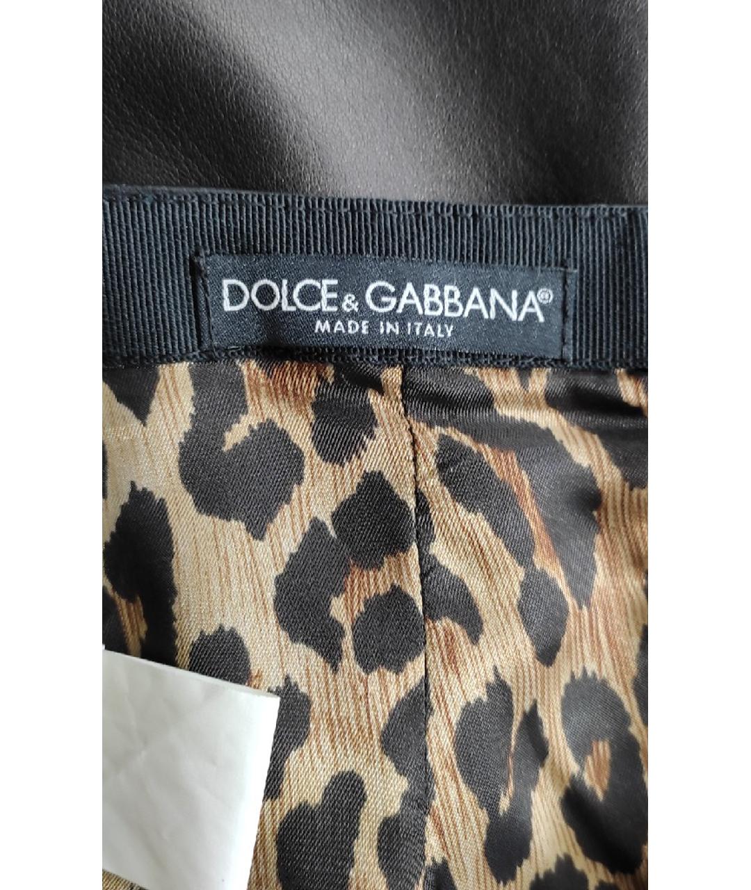 DOLCE&GABBANA Черная кожаная юбка миди, фото 4