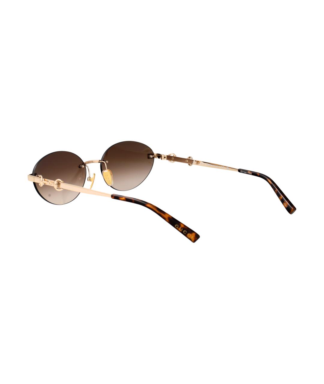 GUCCI Золотые металлические солнцезащитные очки, фото 4