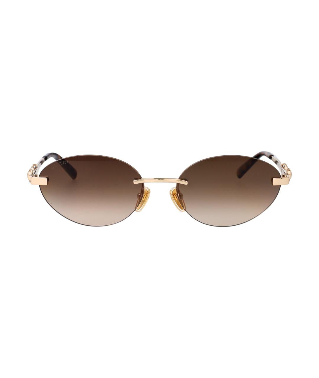 GUCCI Золотые металлические солнцезащитные очки, фото 1