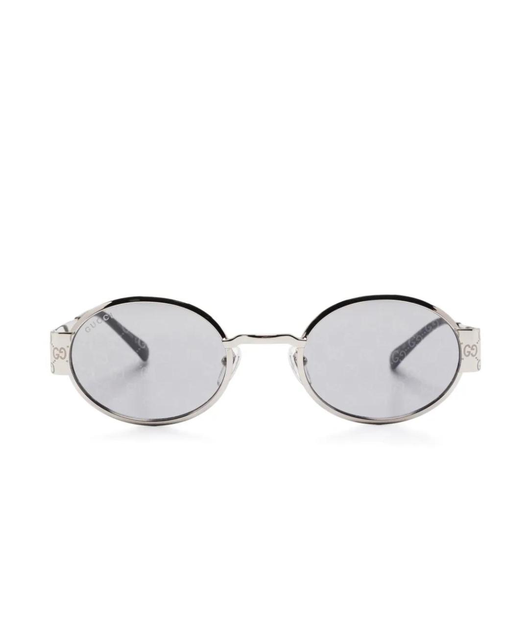 GUCCI Серебряные металлические солнцезащитные очки, фото 1
