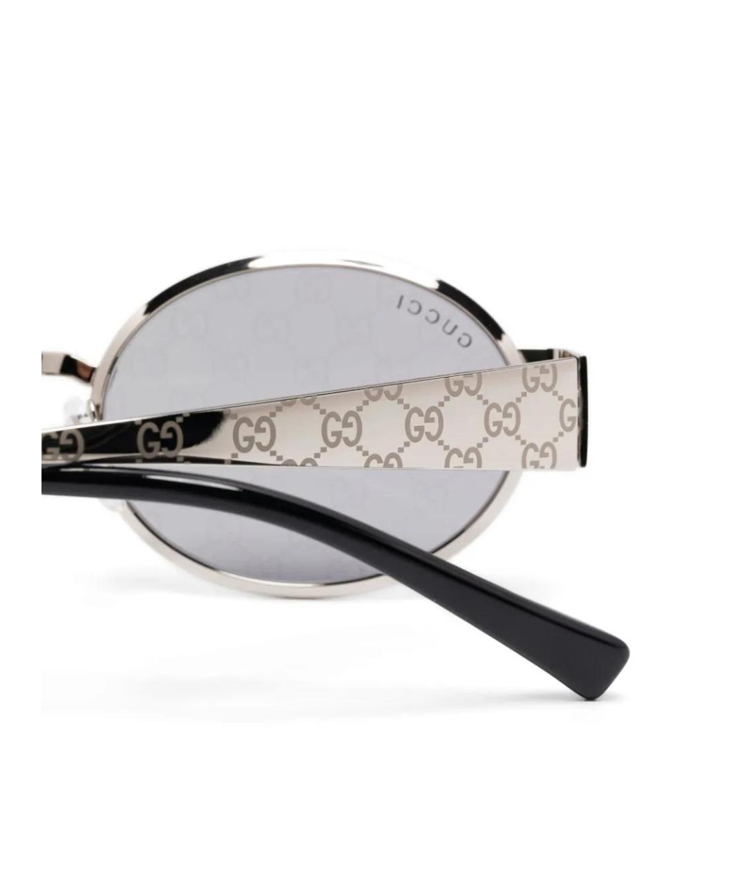 GUCCI Серебряные металлические солнцезащитные очки, фото 3