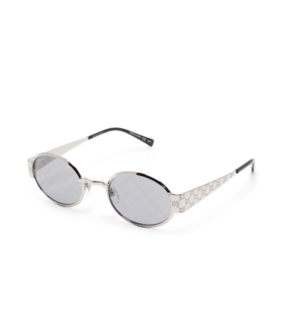 GUCCI Серебряные металлические солнцезащитные очки, фото 2