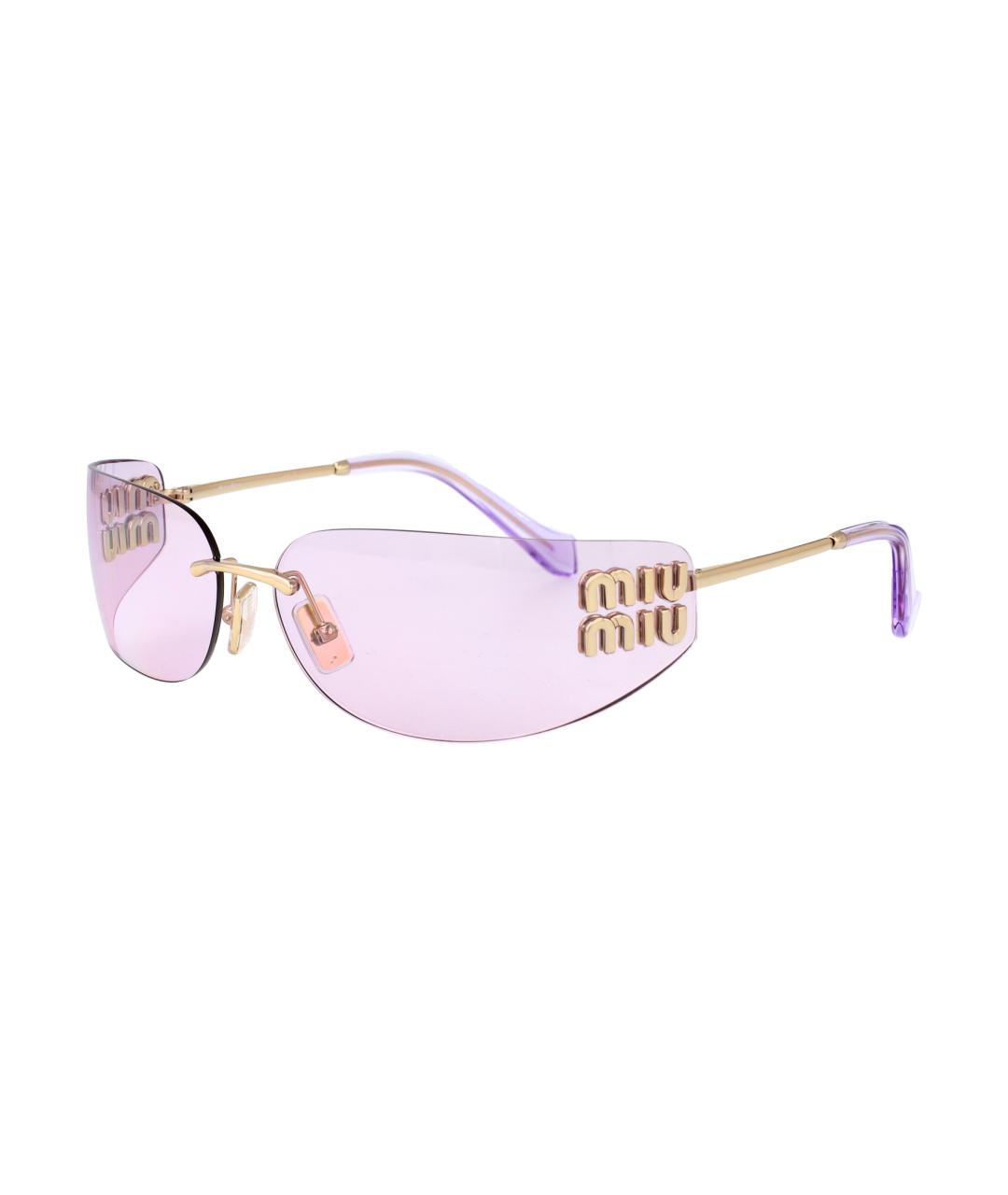 MIU MIU Золотые металлические солнцезащитные очки, фото 2