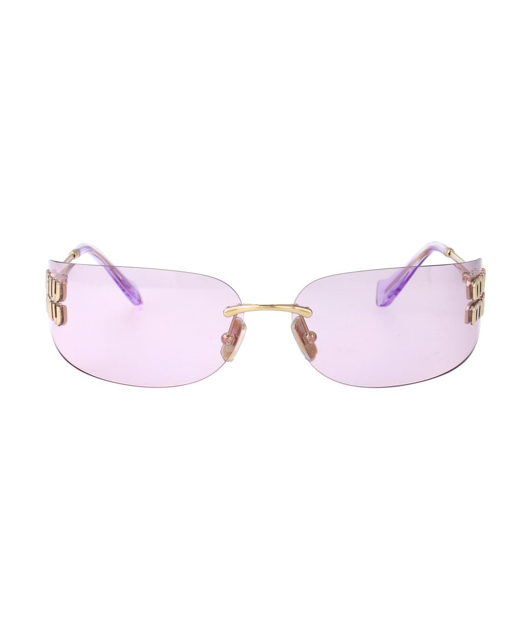MIU MIU Золотые металлические солнцезащитные очки, фото 1