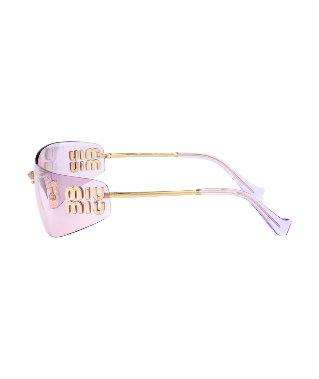 MIU MIU Золотые металлические солнцезащитные очки, фото 3