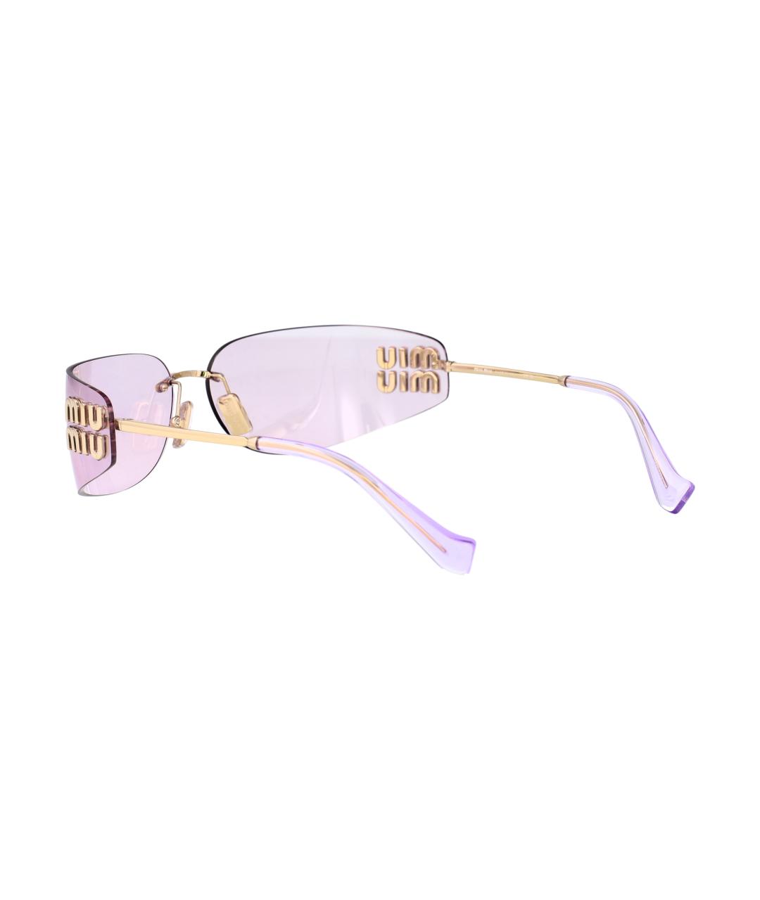 MIU MIU Золотые металлические солнцезащитные очки, фото 4