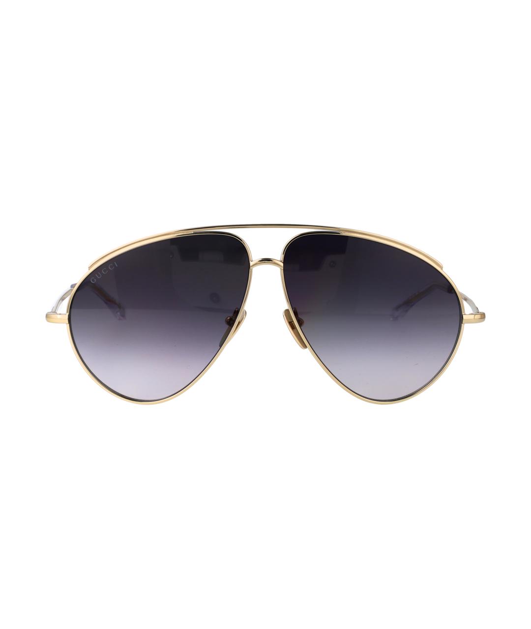 GUCCI Золотые металлические солнцезащитные очки, фото 1