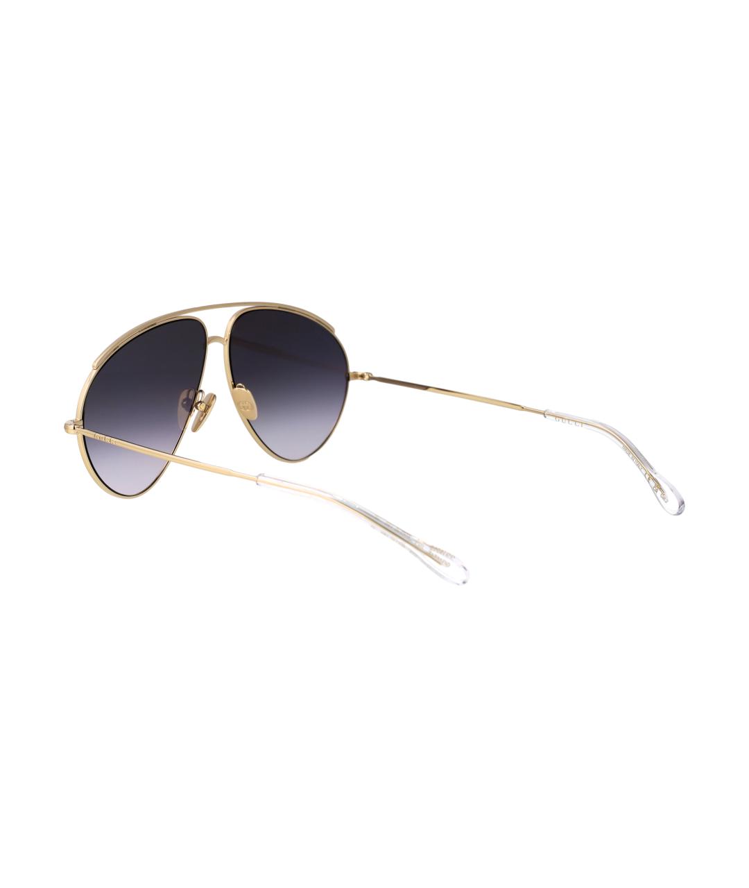 GUCCI Золотые металлические солнцезащитные очки, фото 4