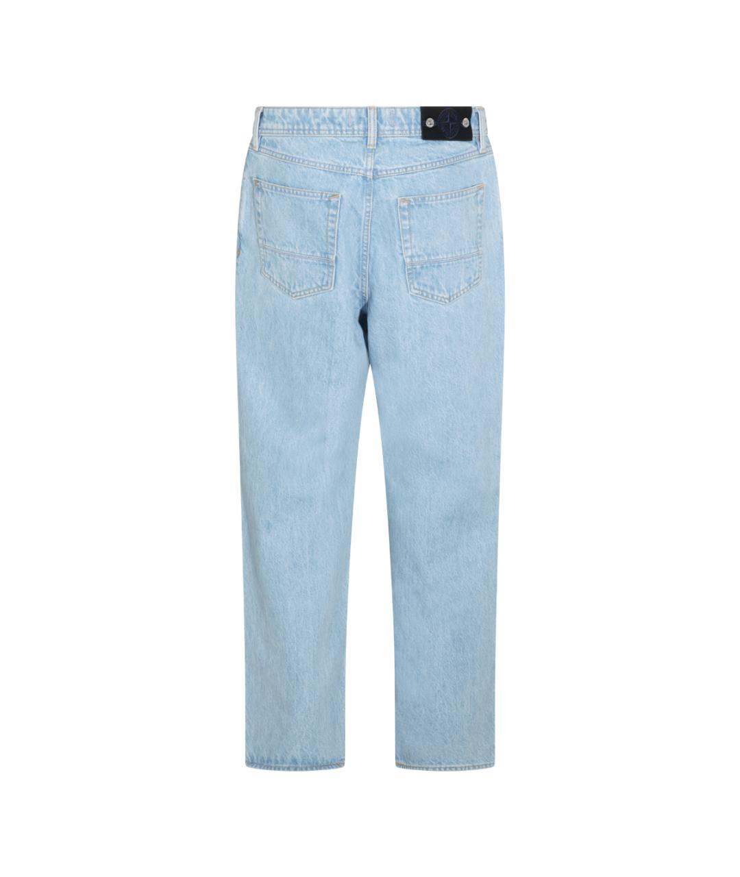 STONE ISLAND Голубые хлопковые прямые джинсы, фото 2