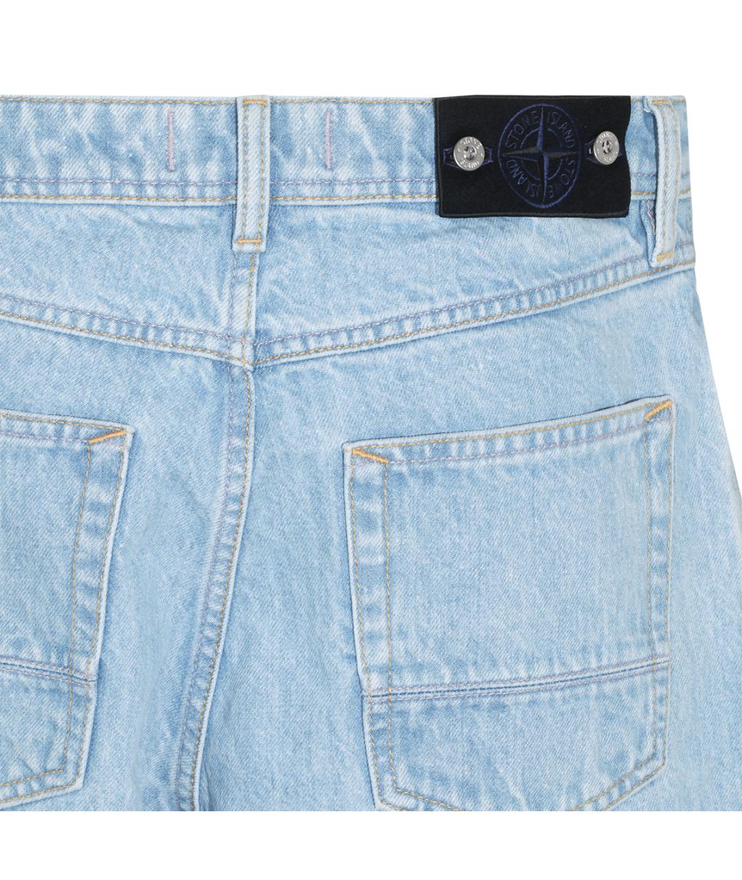 STONE ISLAND Голубые хлопковые прямые джинсы, фото 4