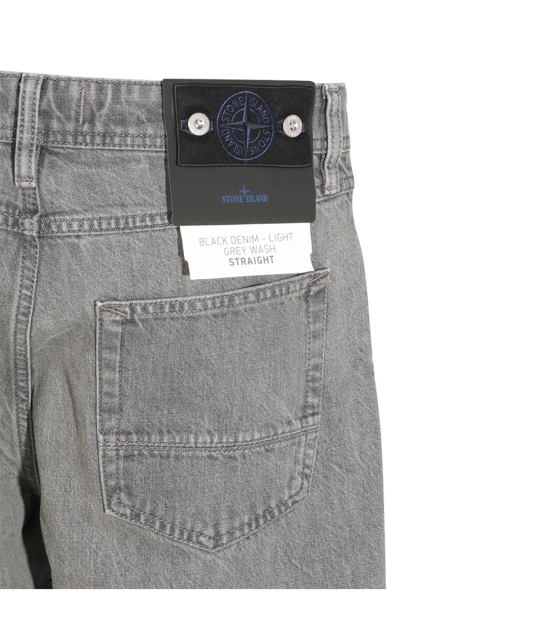 STONE ISLAND Серые хлопковые прямые джинсы, фото 4