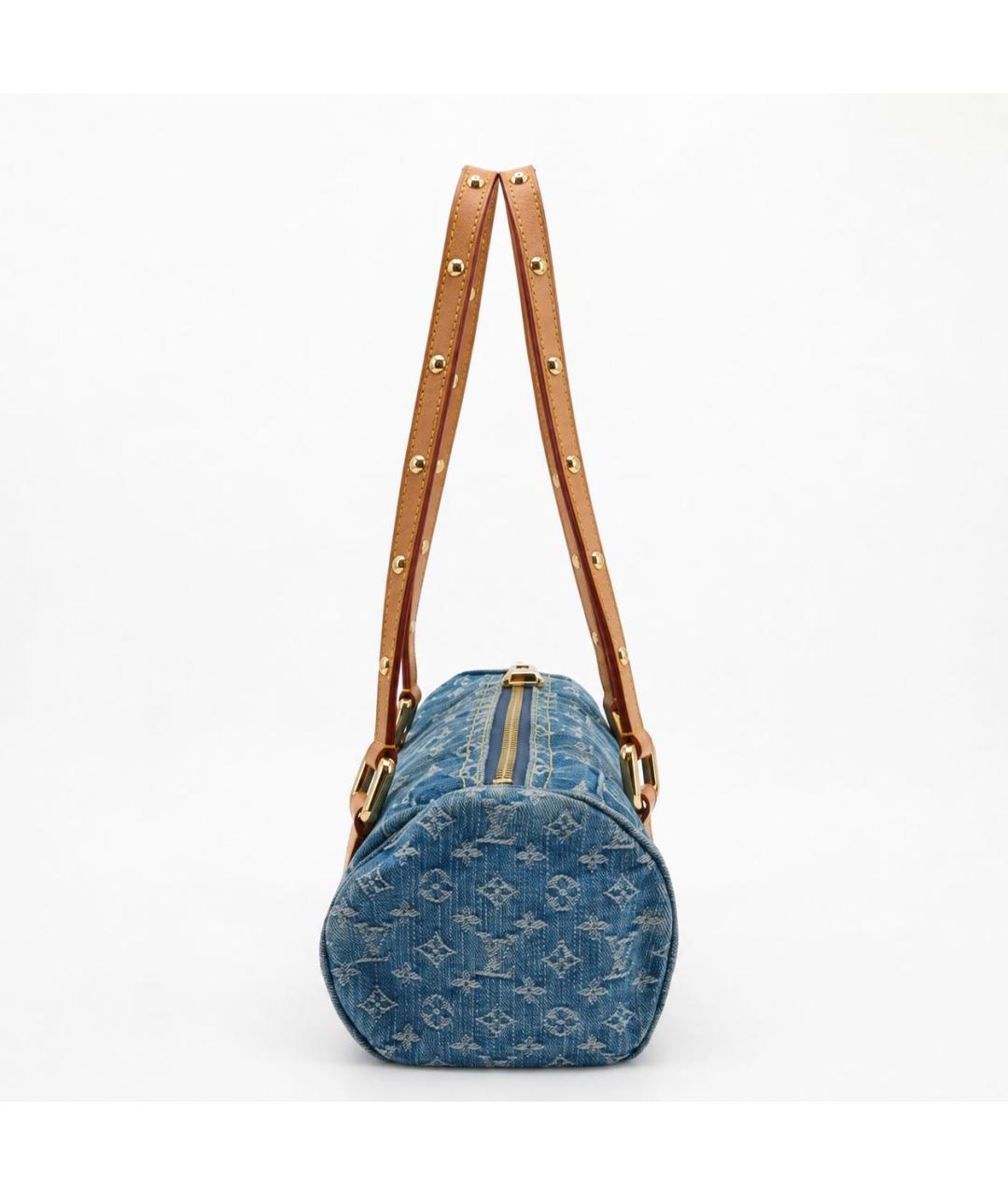 LOUIS VUITTON Темно-синяя деним сумка с короткими ручками, фото 2