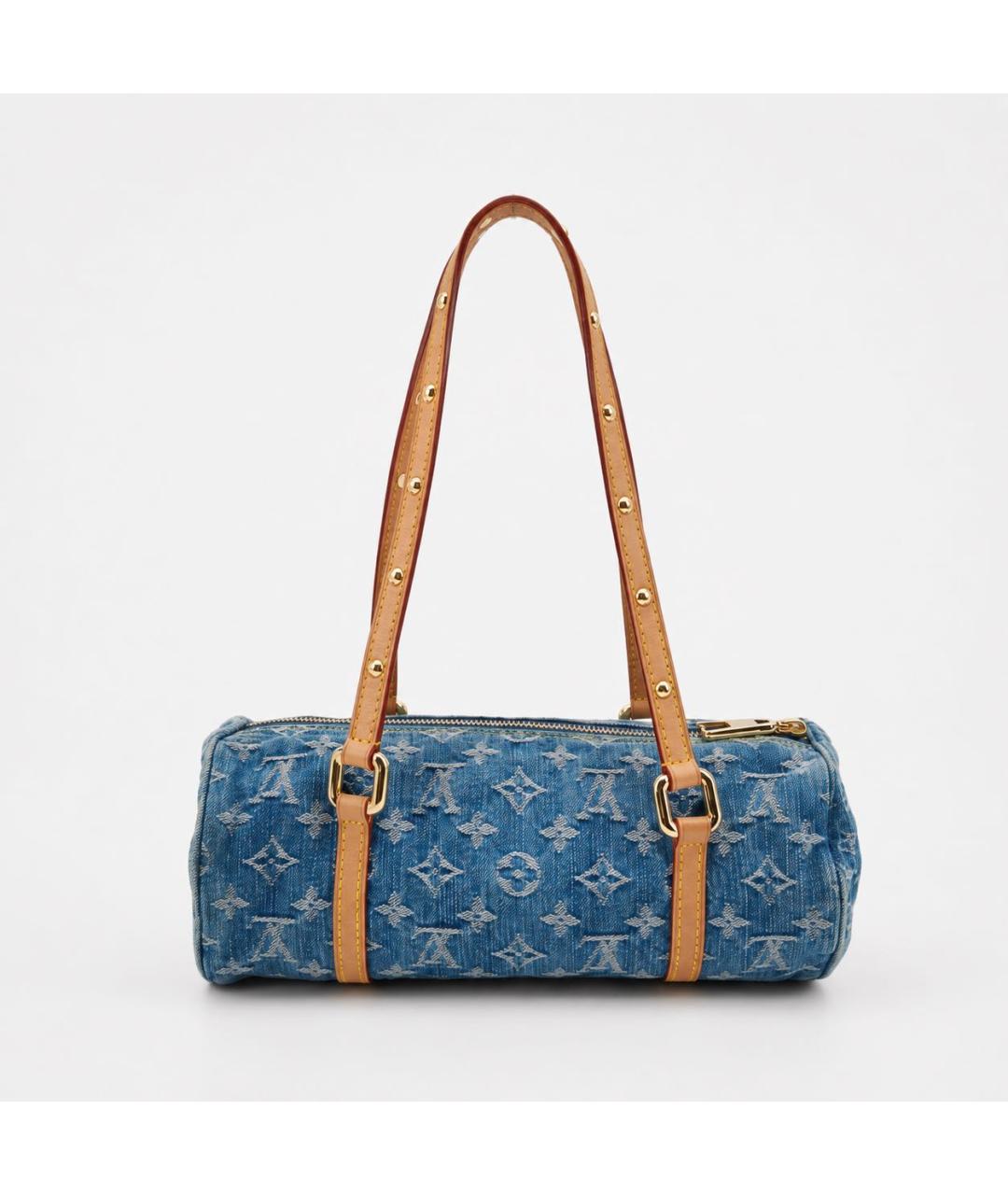 LOUIS VUITTON Темно-синяя деним сумка с короткими ручками, фото 4
