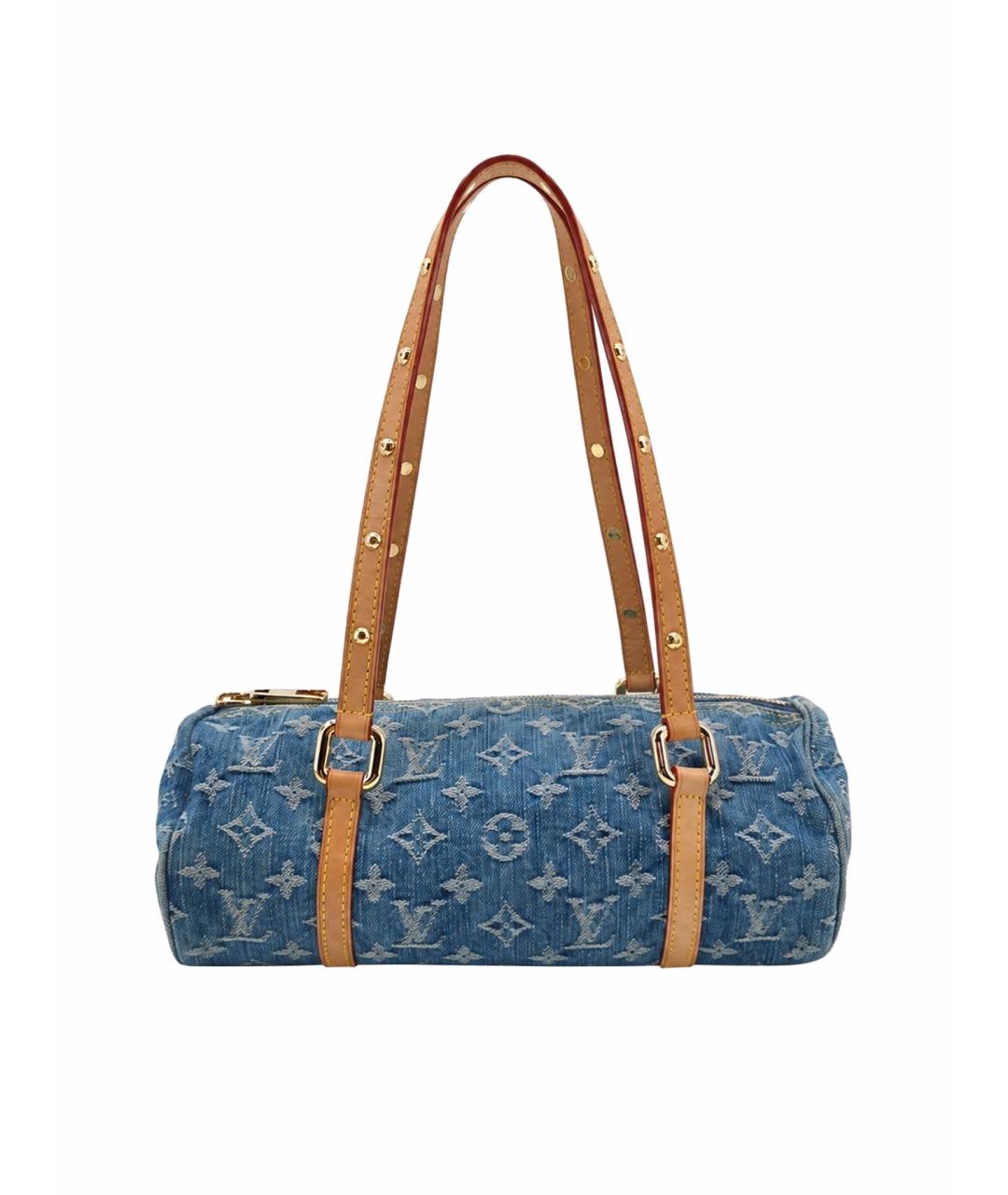 LOUIS VUITTON Темно-синяя деним сумка с короткими ручками, фото 1