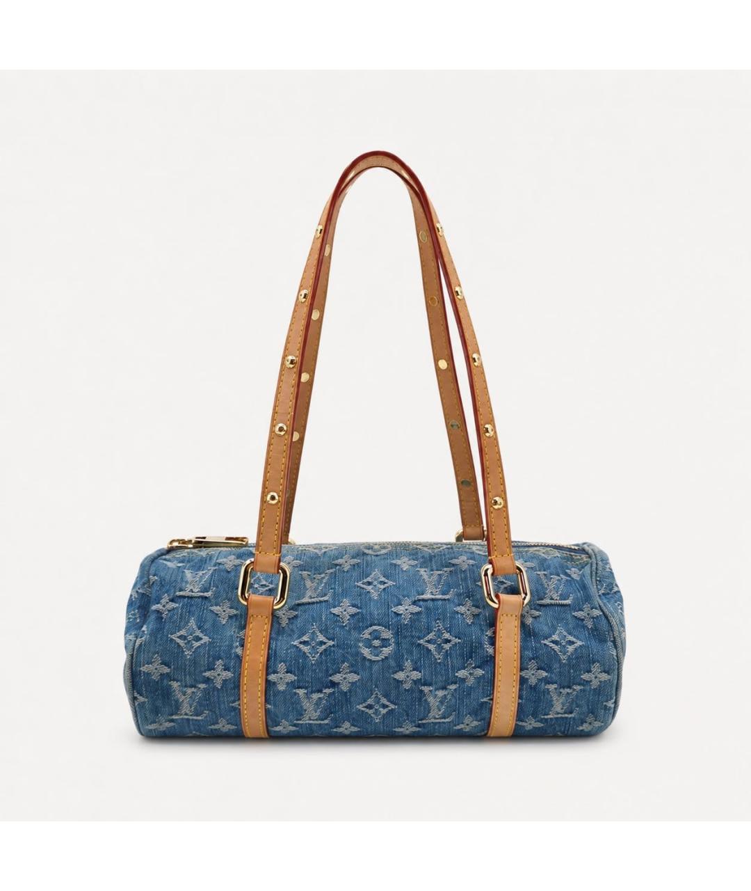 LOUIS VUITTON Темно-синяя деним сумка с короткими ручками, фото 6