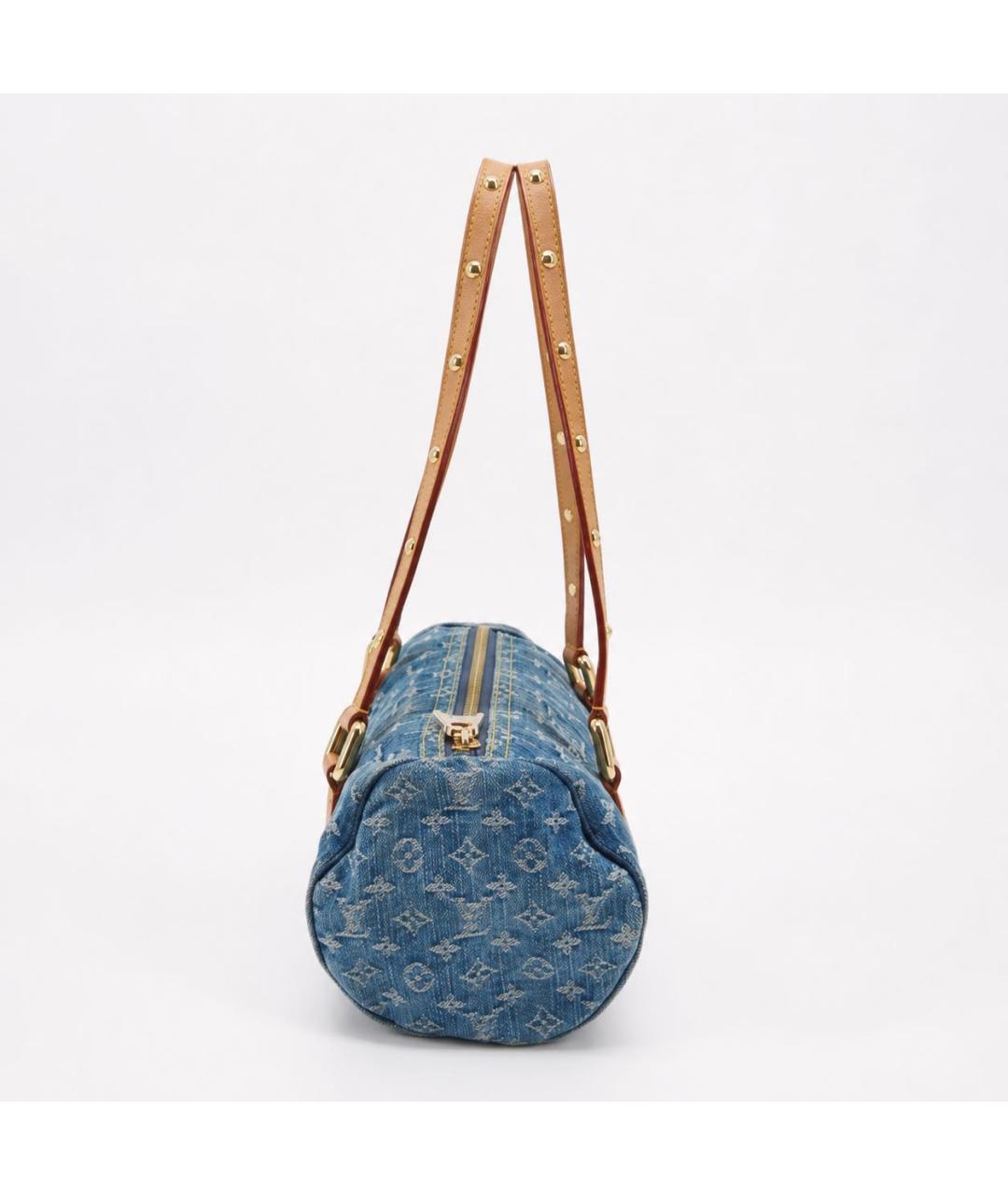 LOUIS VUITTON Темно-синяя деним сумка с короткими ручками, фото 3
