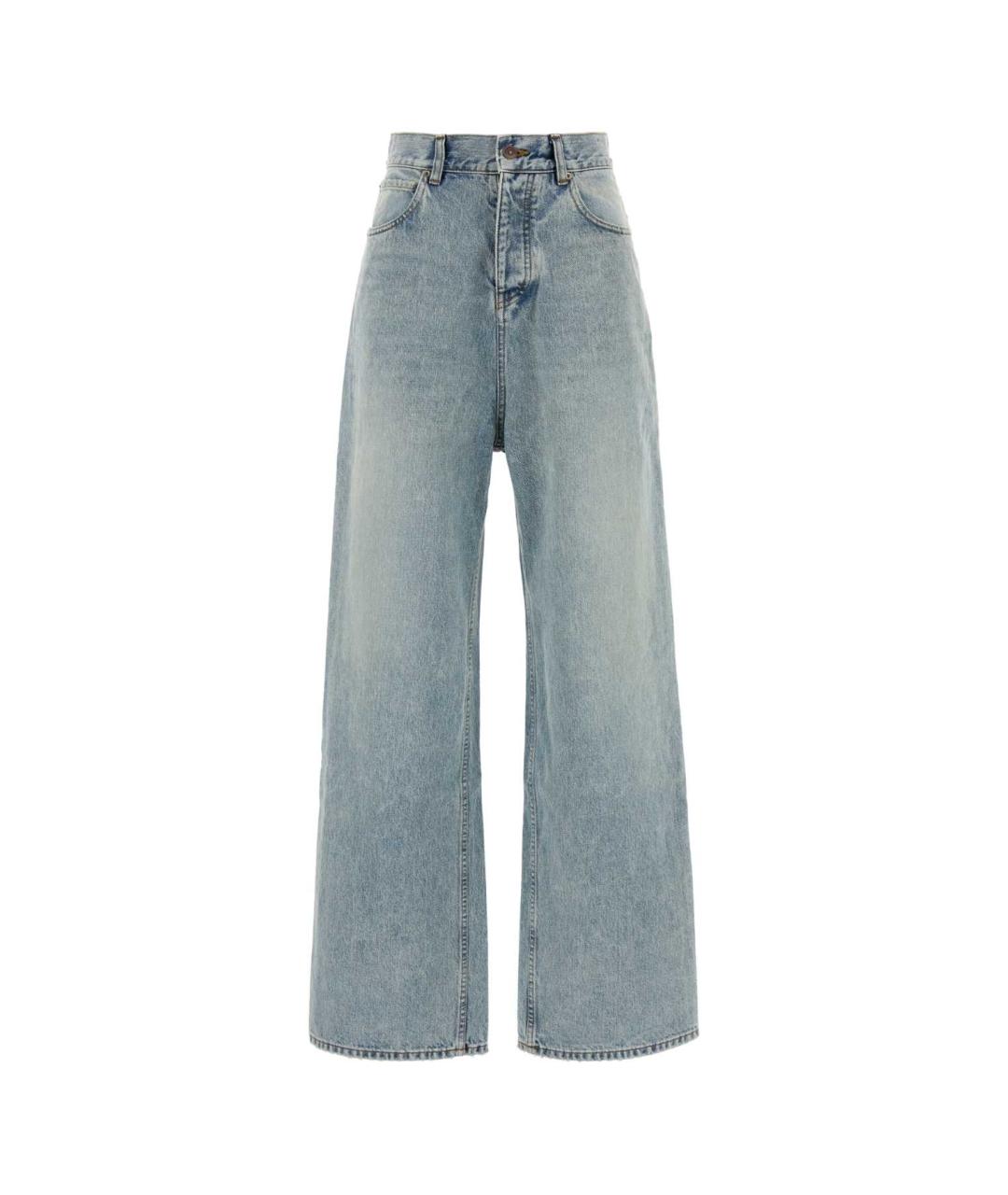 BALENCIAGA Голубые хлопковые прямые брюки, фото 1