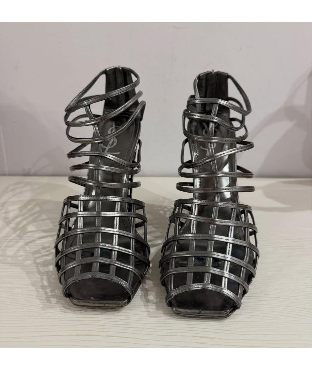 SAINT LAURENT Серебряные кожаные босоножки, фото 3