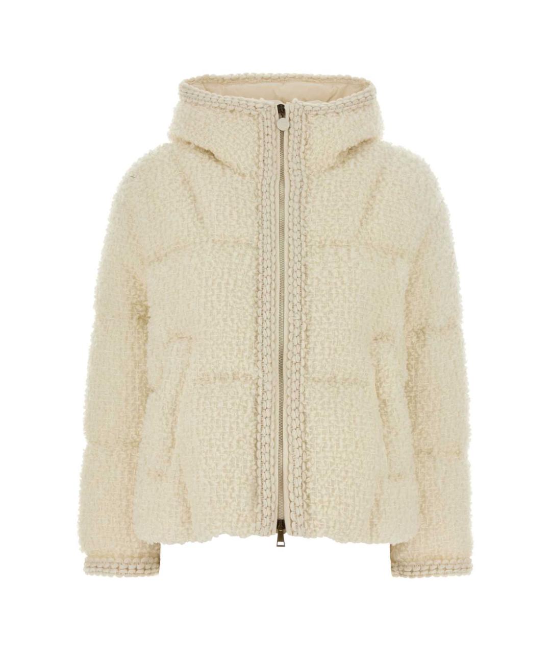 MONCLER Белый полиэстеровый пуховик, фото 1