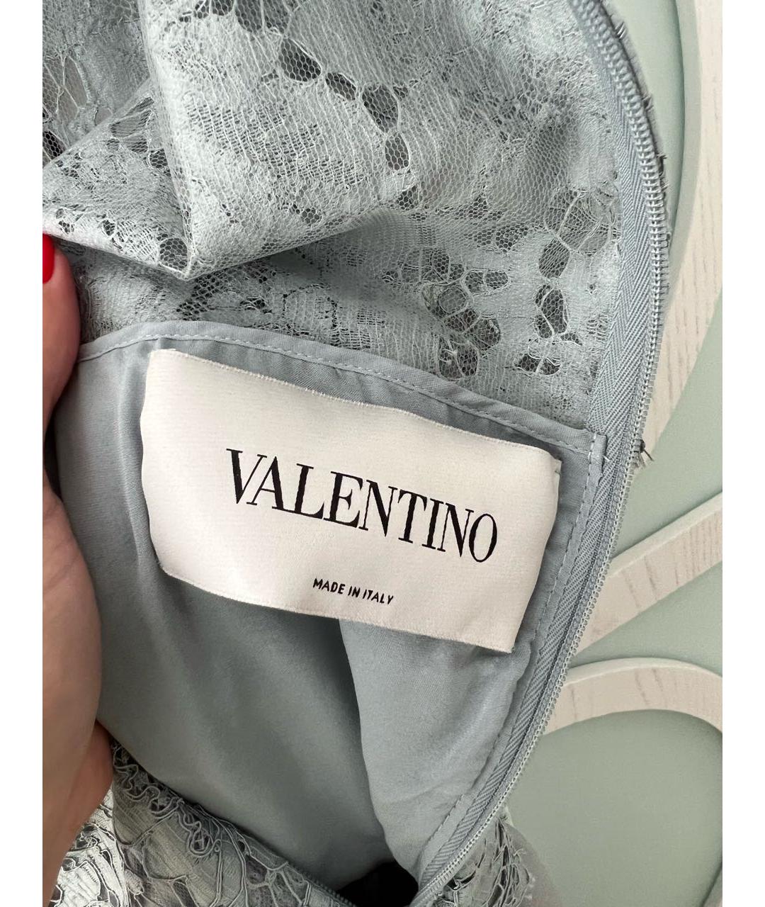 VALENTINO Голубое хлопковое коктейльное платье, фото 3