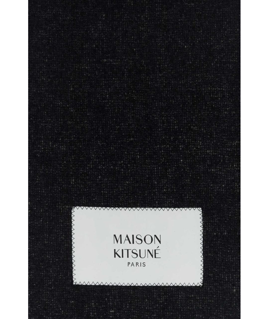 MAISON KITSUNE Черный шерстяной шарф, фото 2