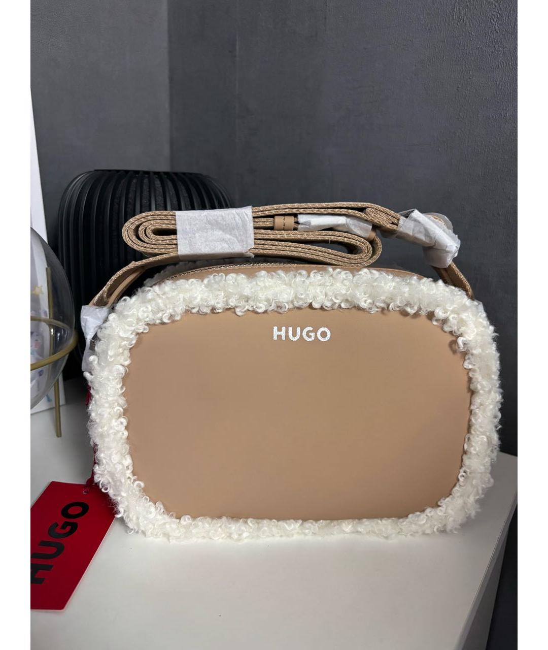 HUGO Бежевая сумка через плечо из искусственной кожи, фото 2