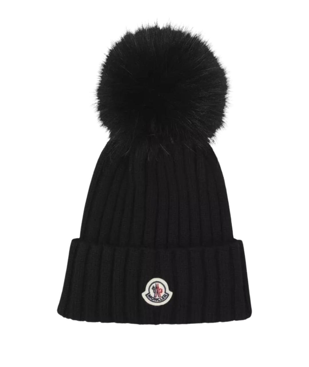 MONCLER Черная шерстяная шапка, фото 1
