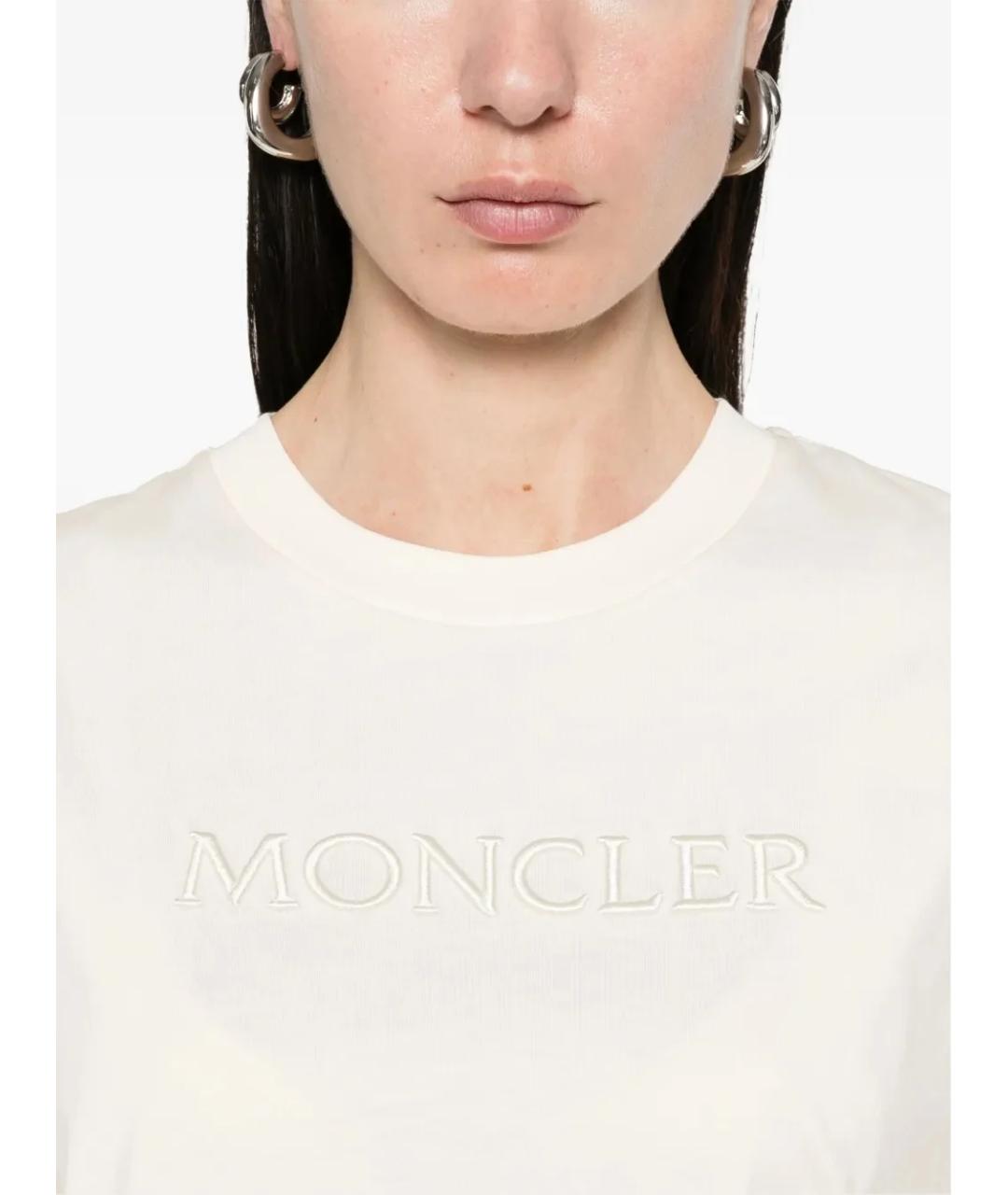 MONCLER Белая хлопковая футболка, фото 4