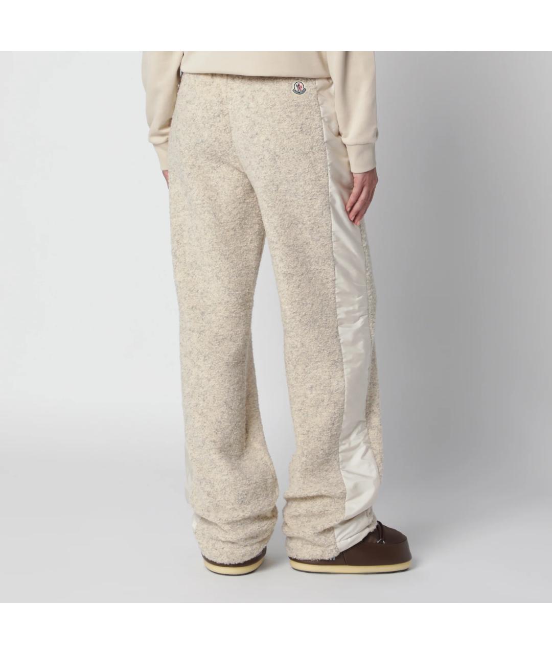 MONCLER Бежевые полиэстеровые прямые брюки, фото 4