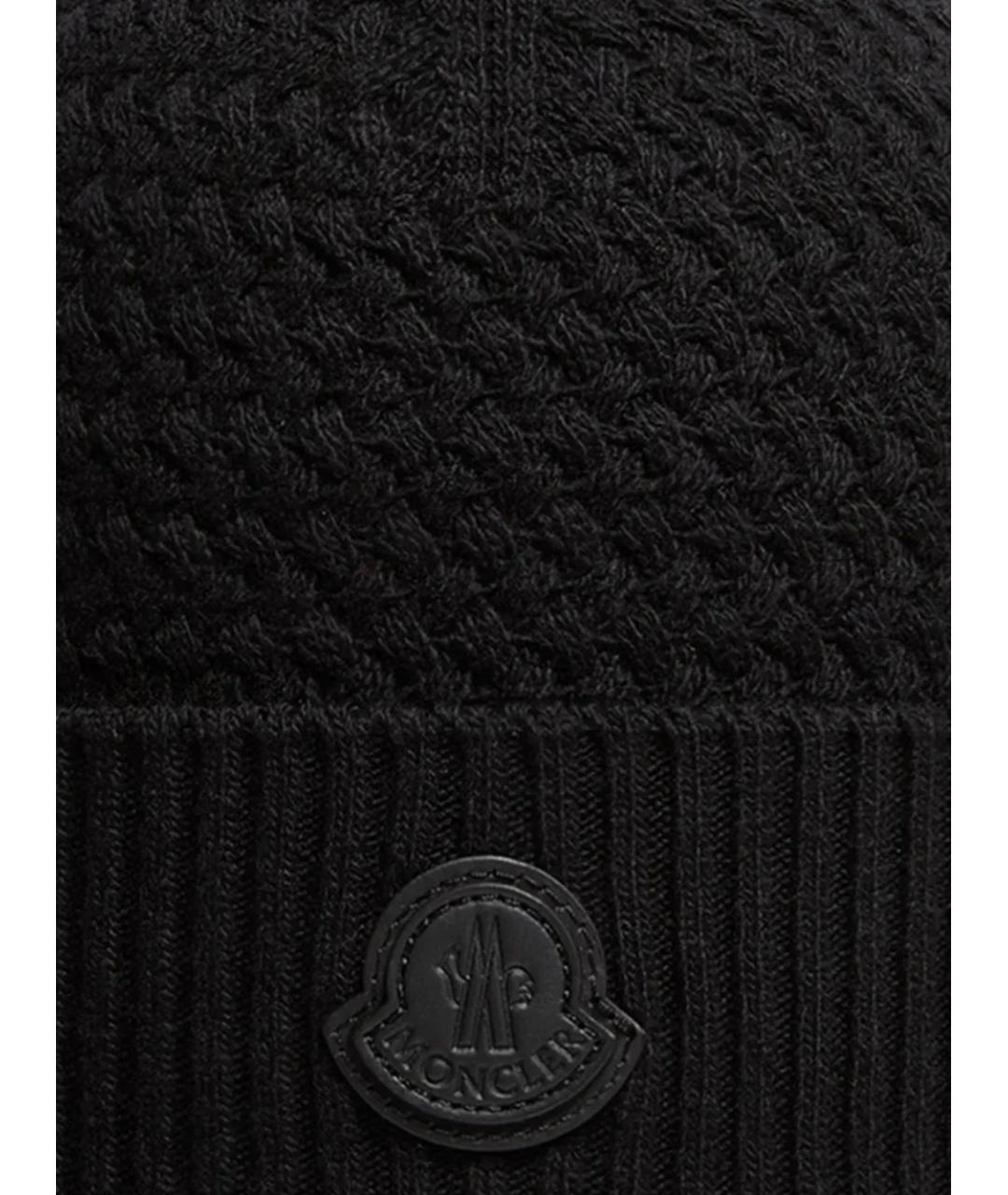 MONCLER Черная шерстяная шапка, фото 2
