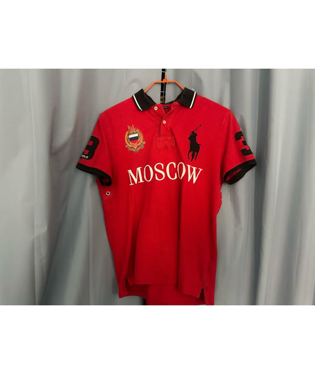 POLO RALPH LAUREN Красное хлопковое поло с коротким рукавом, фото 9