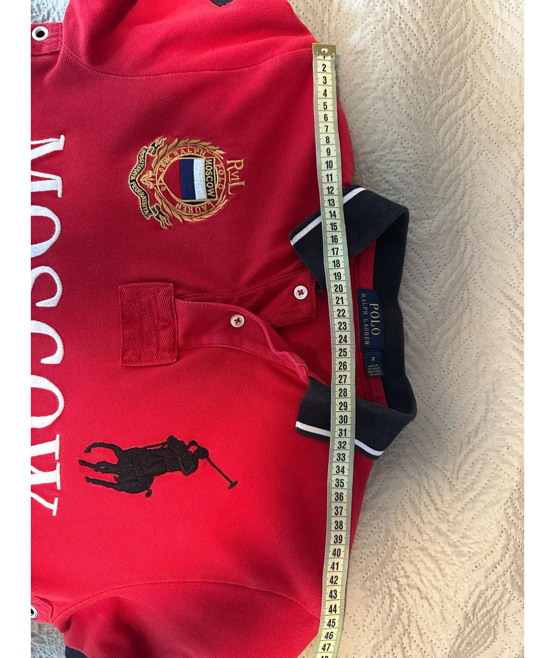 POLO RALPH LAUREN Красное хлопковое поло с коротким рукавом, фото 8