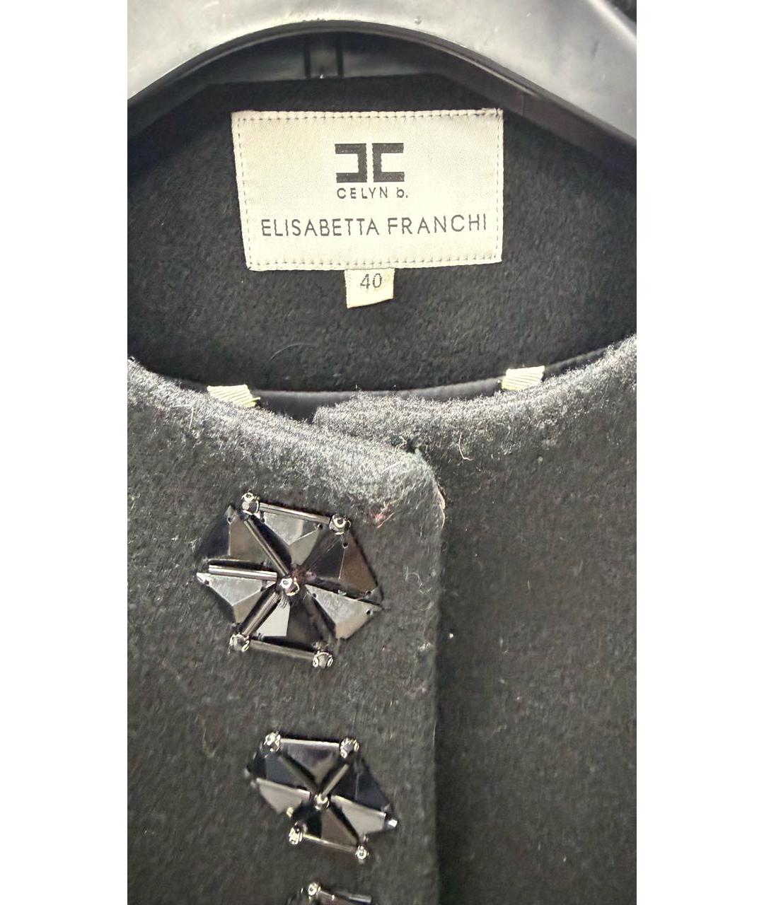 ELISABETTA FRANCHI Черное шерстяное пальто, фото 3