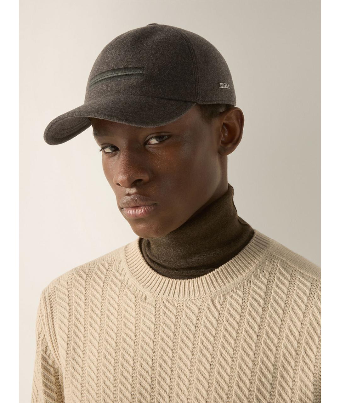 ZEGNA Зеленая кашемировая кепка, фото 2