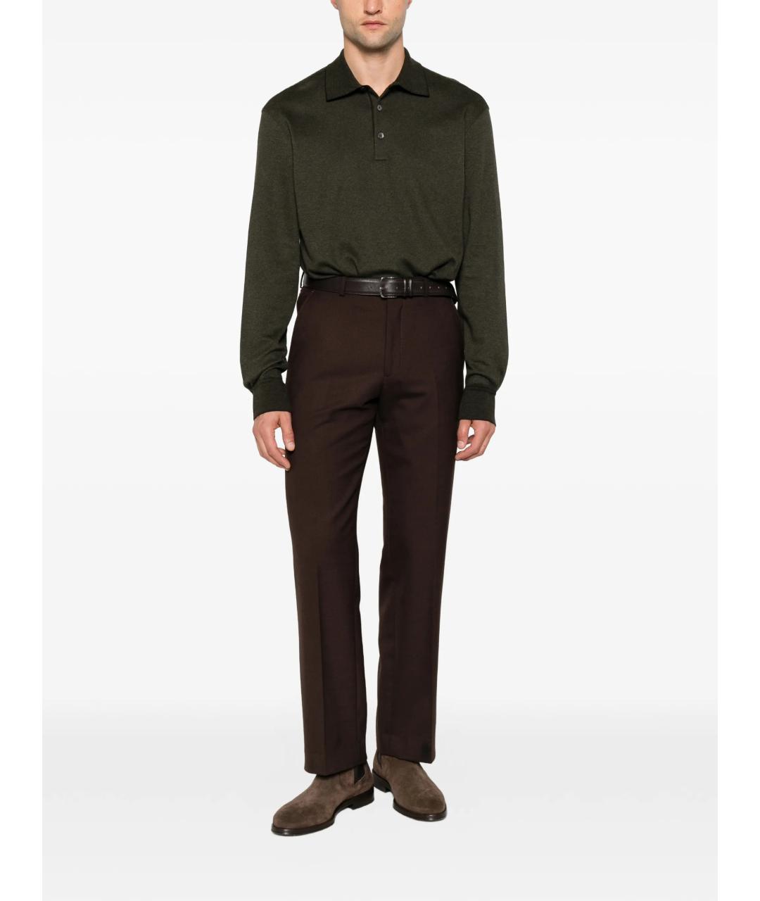 ZEGNA Зеленое хлопковое поло с длинным рукавом, фото 2