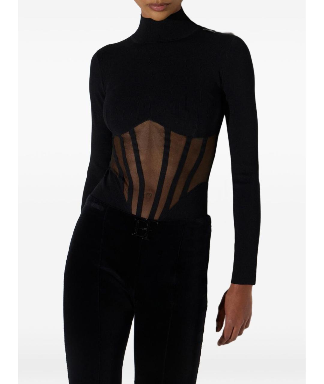 ELISABETTA FRANCHI Черное полиэстеровое боди, фото 3