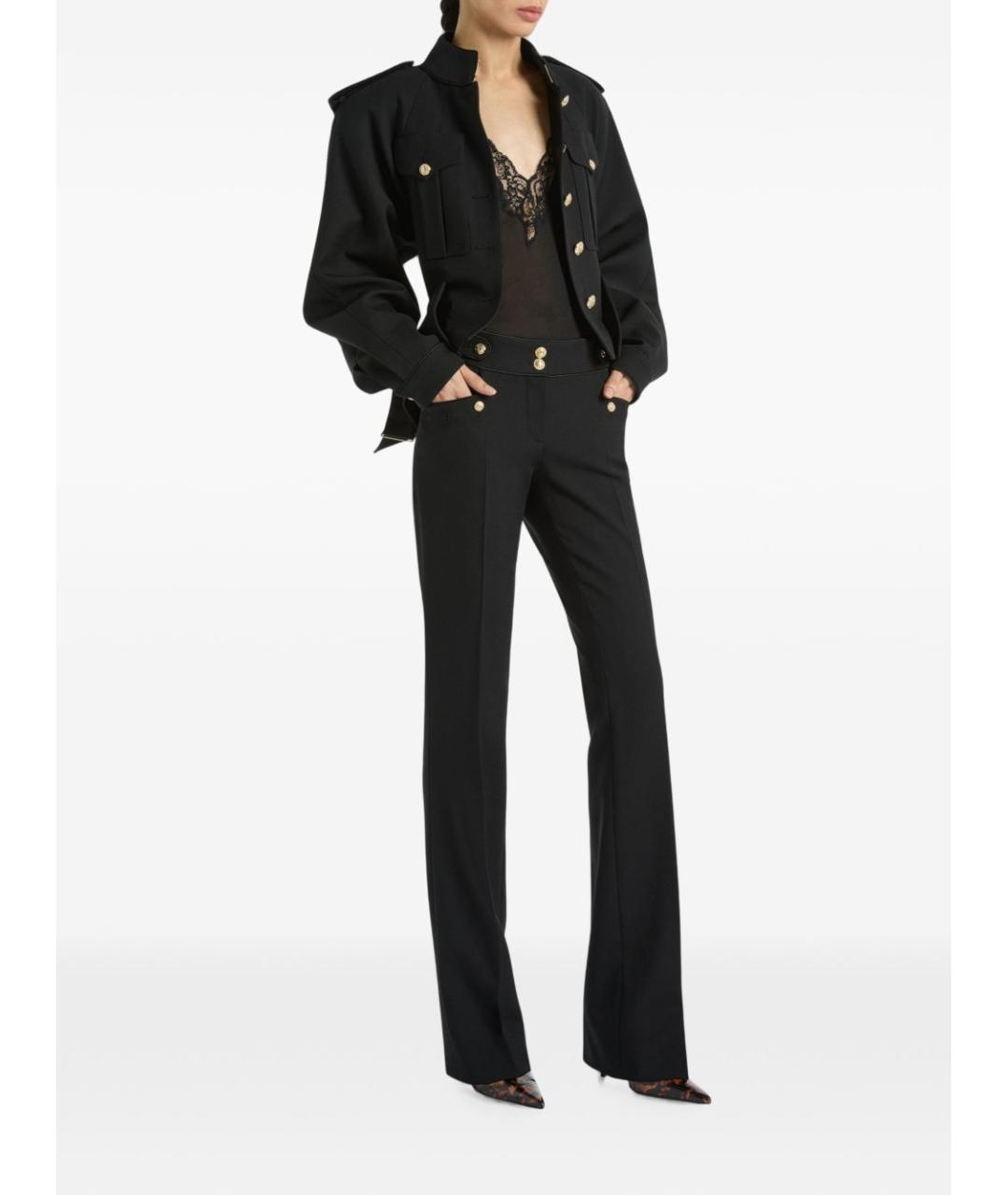 BALMAIN Черные шерстяные прямые брюки, фото 4