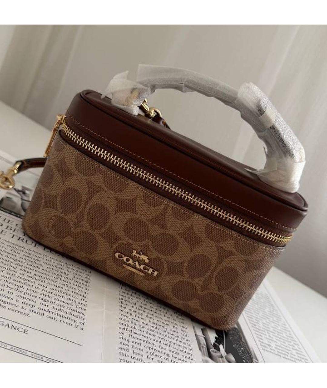 COACH Коричневая кожаная сумка через плечо, фото 2
