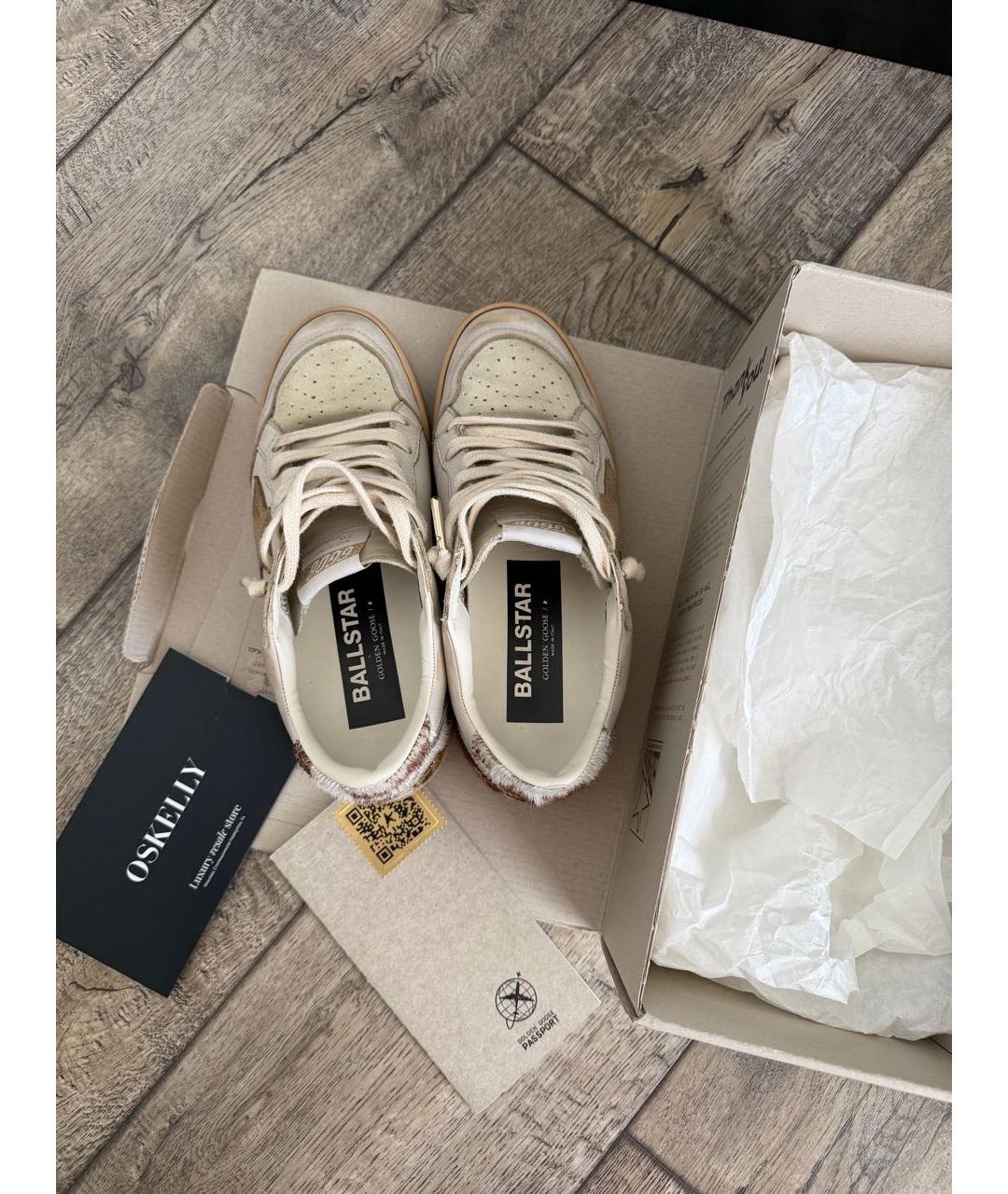 GOLDEN GOOSE Белые кожаные кеды, фото 3