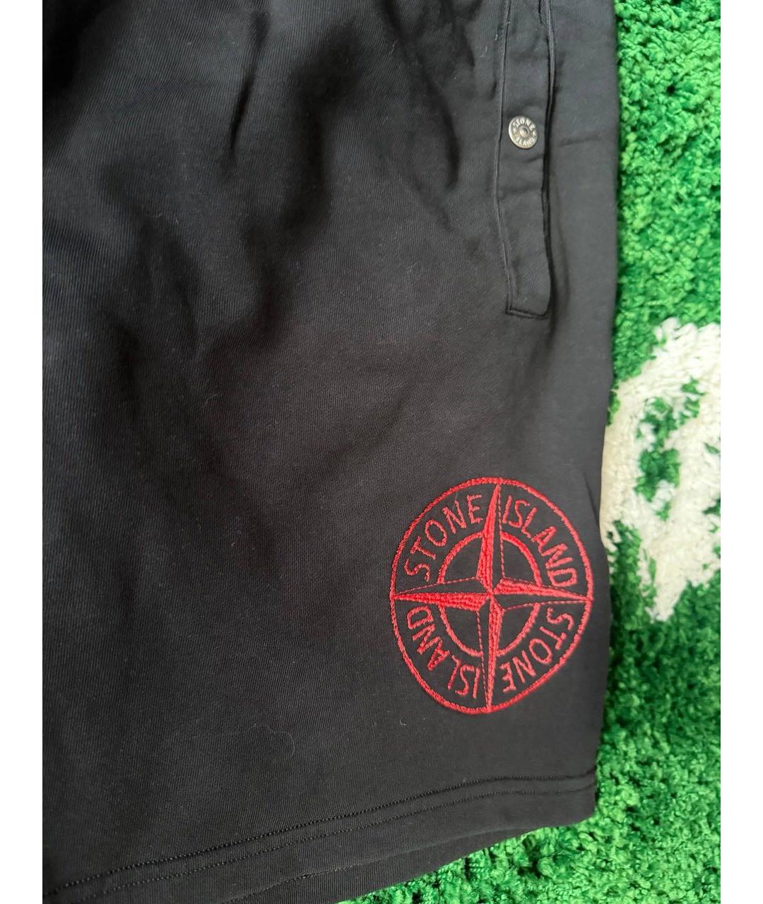 STONE ISLAND Черные хлопковые шорты, фото 2